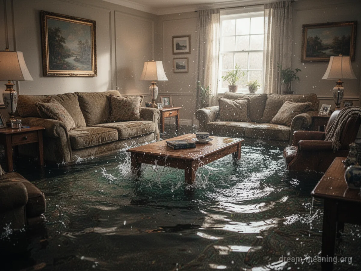 Water levels rising inside a domestic room.