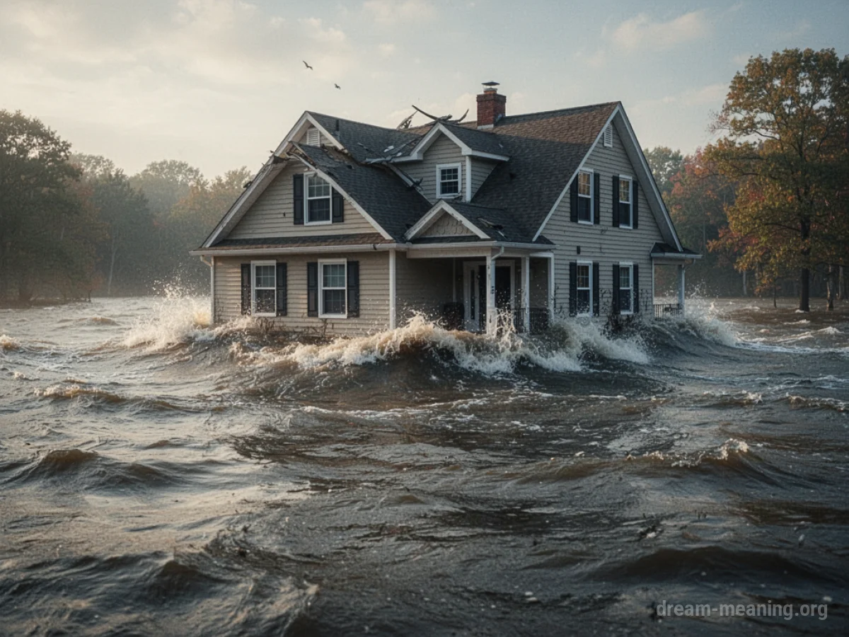 Water level quickly increasing around the base of a building.