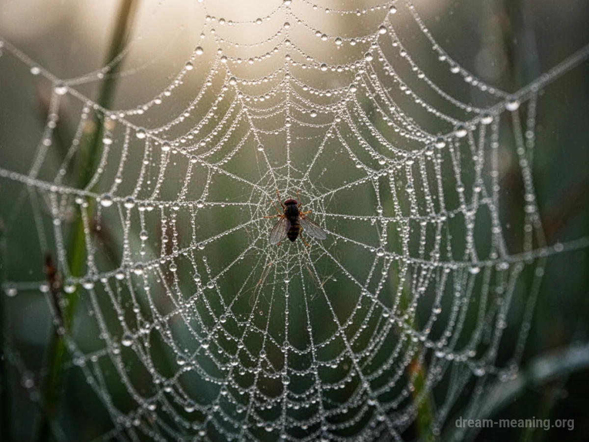 A spider web holding a small insect.