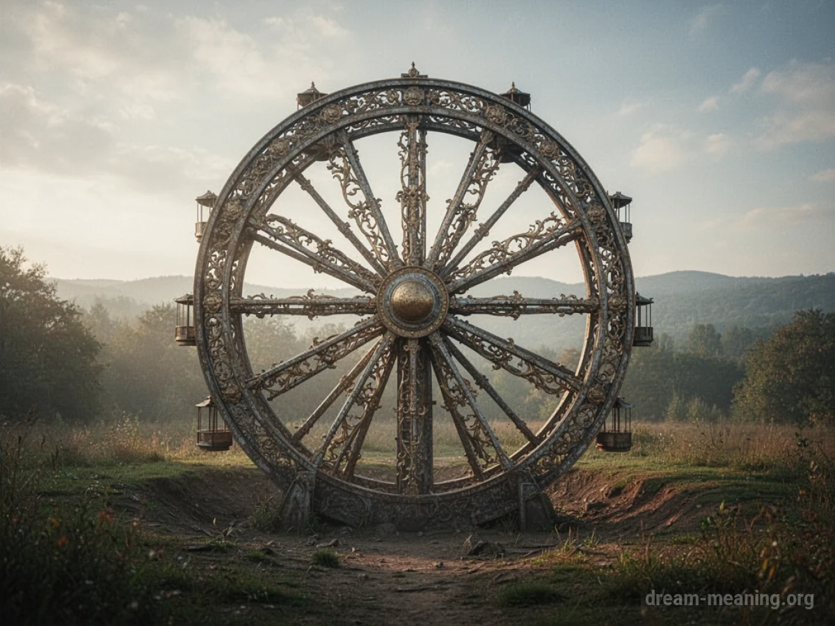 A stationary wheel stuck in the earth.
