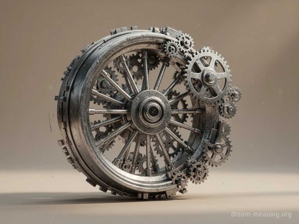 A wheel with its components visibly changing shape.