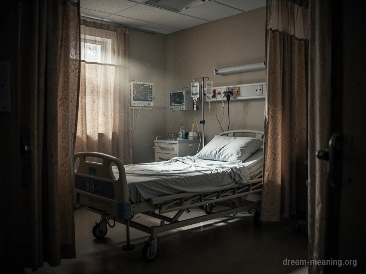 A hospital bed with medical equipment beside it.