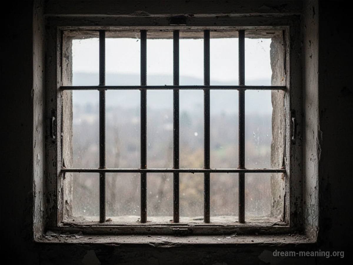 A window with thick metal bars across it.