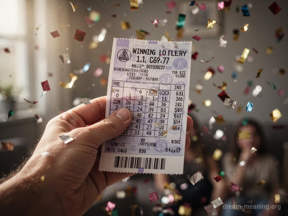 A hand holding a winning lottery ticket.