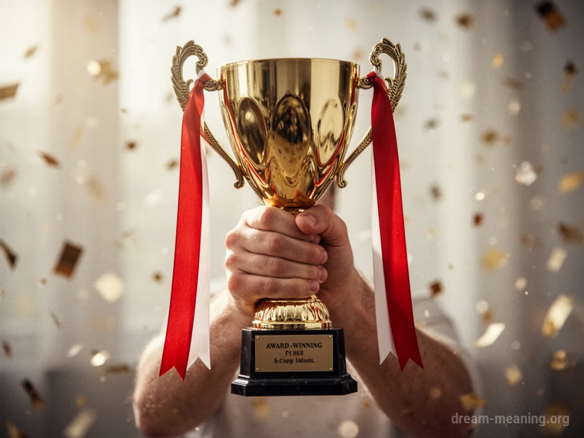 A golden trophy held in a hand.