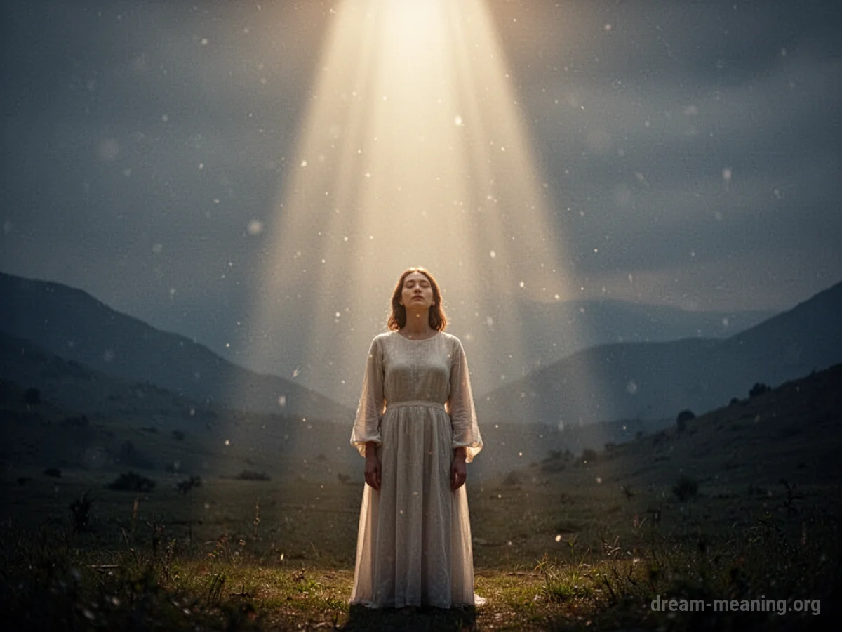 A soft golden light shines down on a person's head.