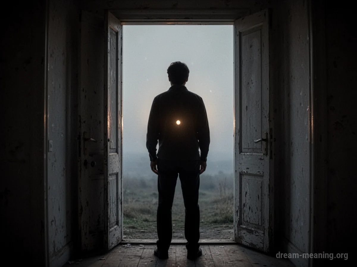 Silhouette of a person observing a distant fading light.