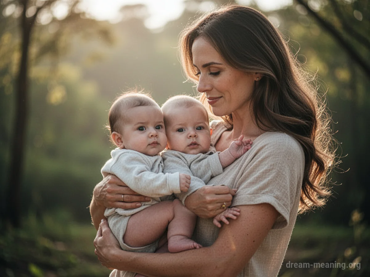 A woman cradling a baby.