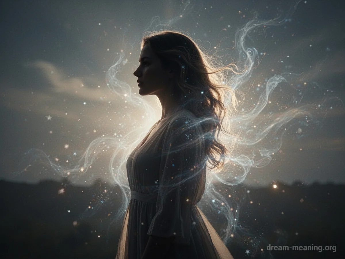 Silhouette of a woman with light radiating from her.