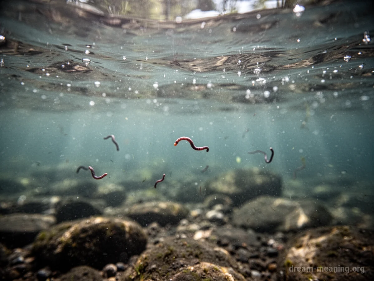 Small worms are visible in clear water.