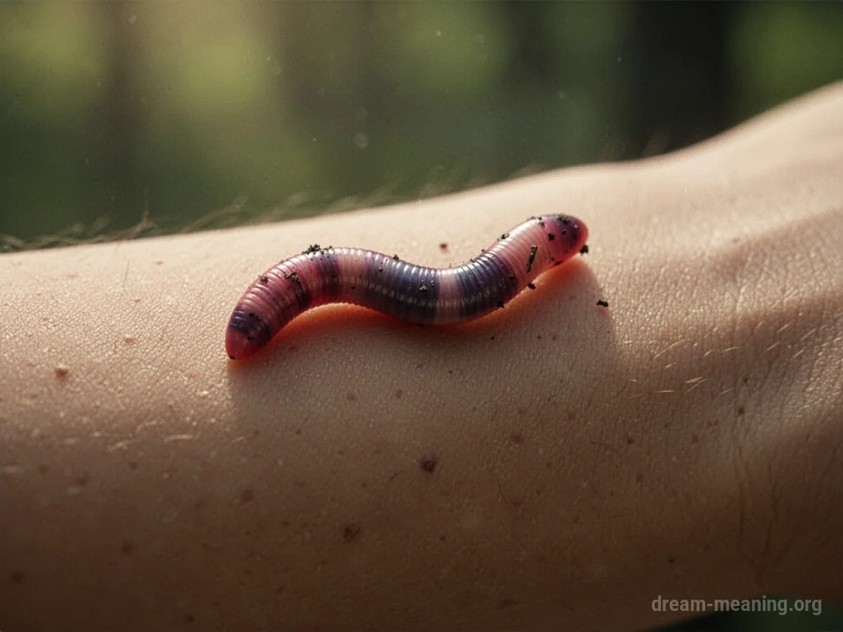 A worm resting on a human arm.