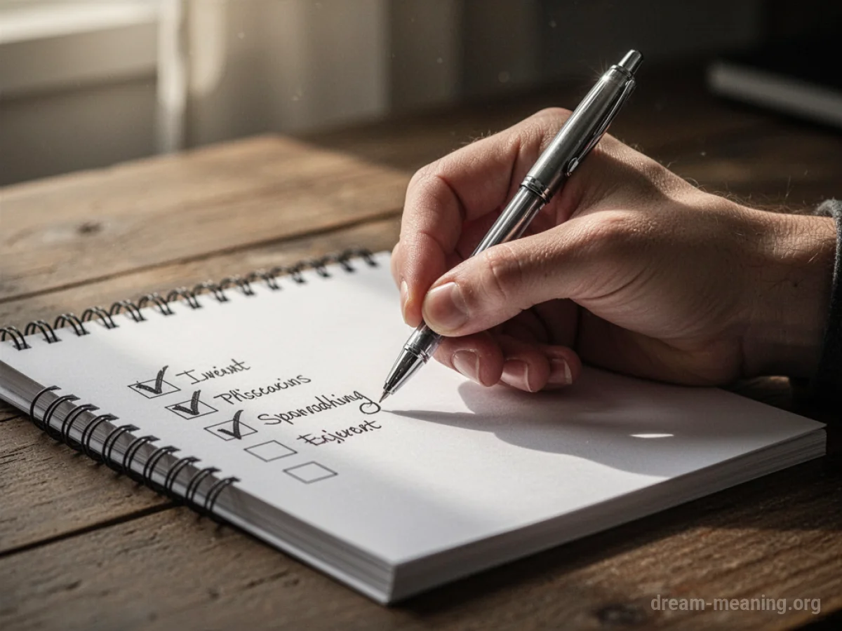A close-up of a hand writing on a notepad.