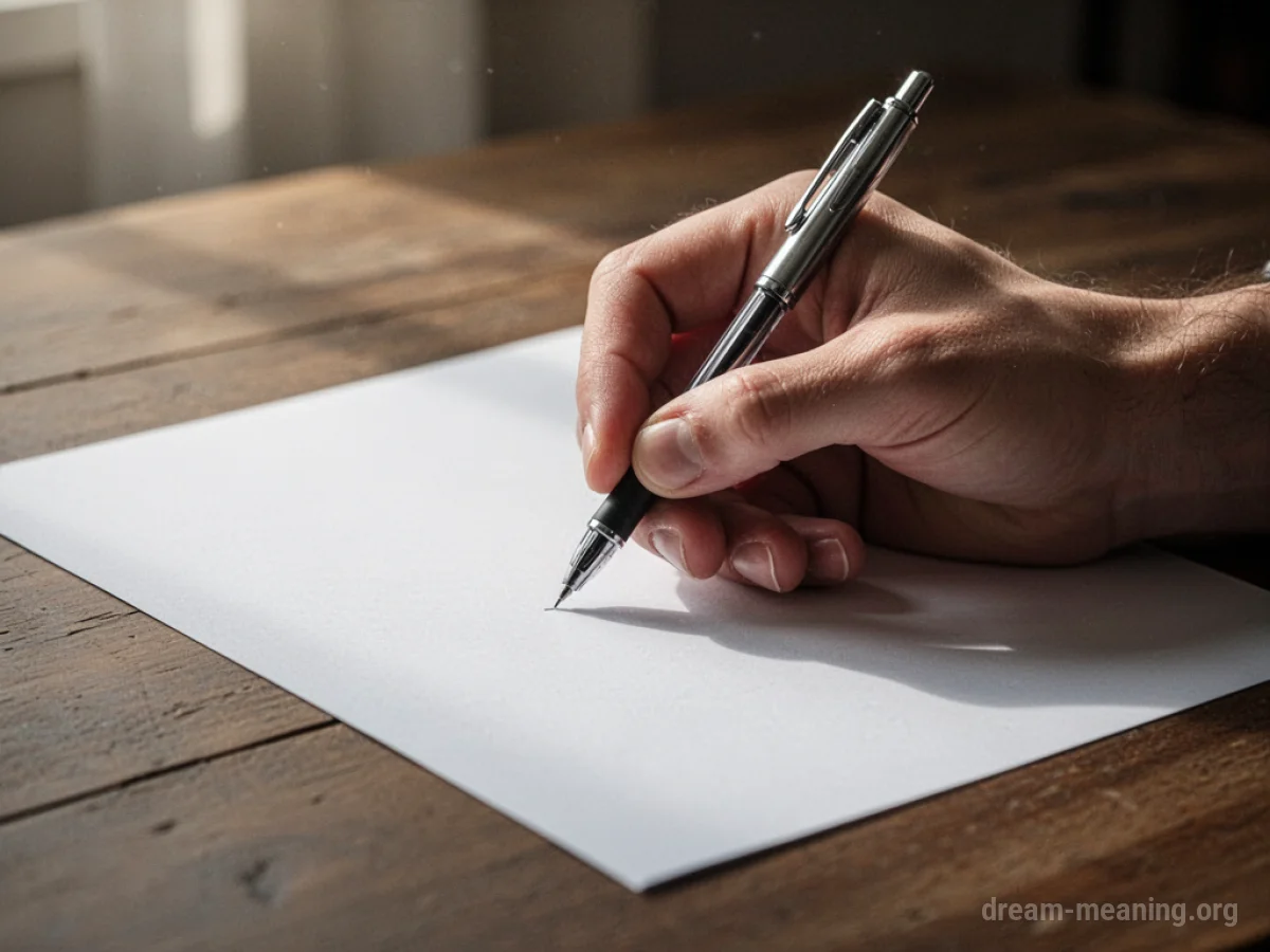 A hand writing with a pen on paper.