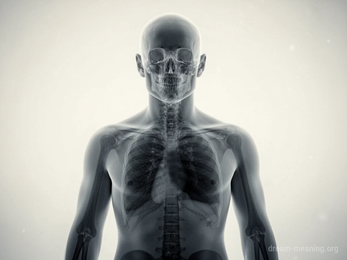 An abstract X-ray silhouette with a shadowy mass.