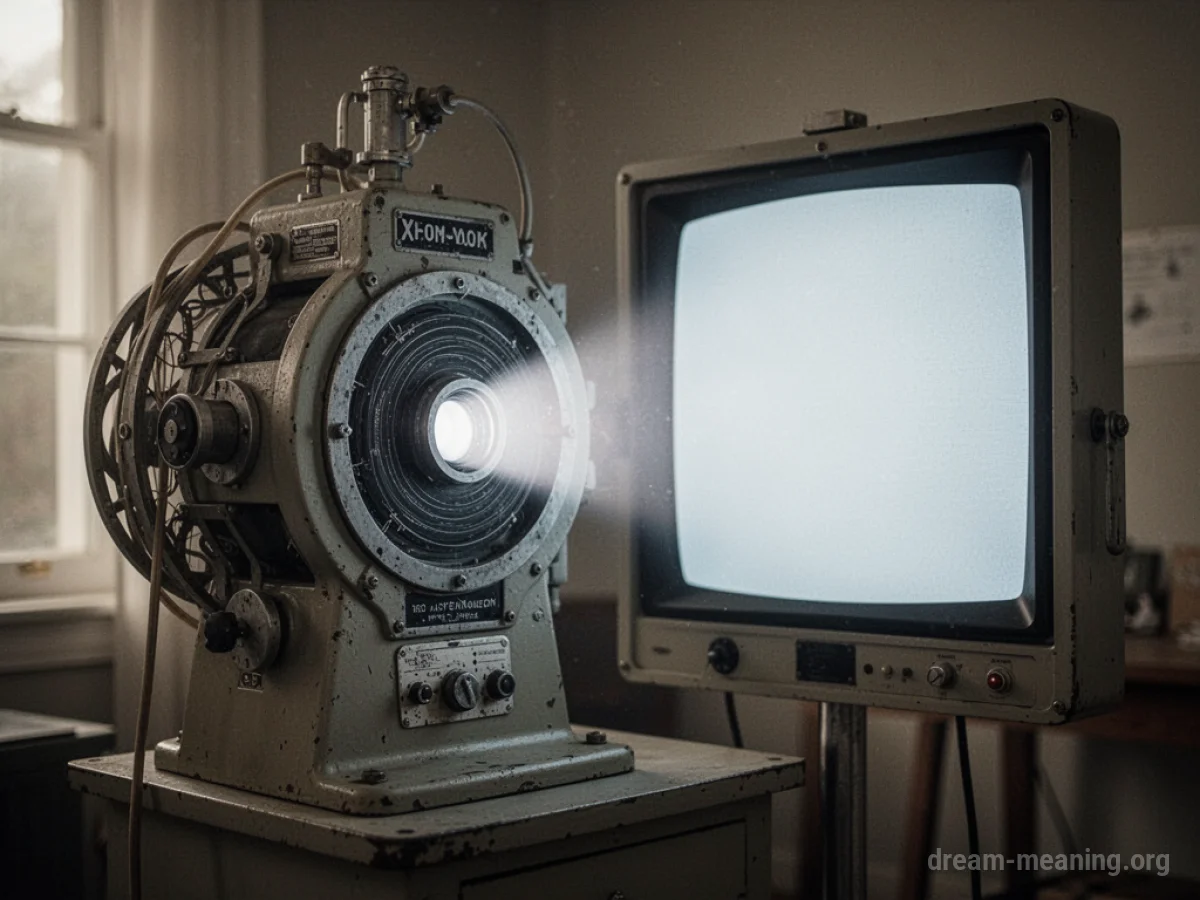 A vintage X-ray machine emitting a bright light.