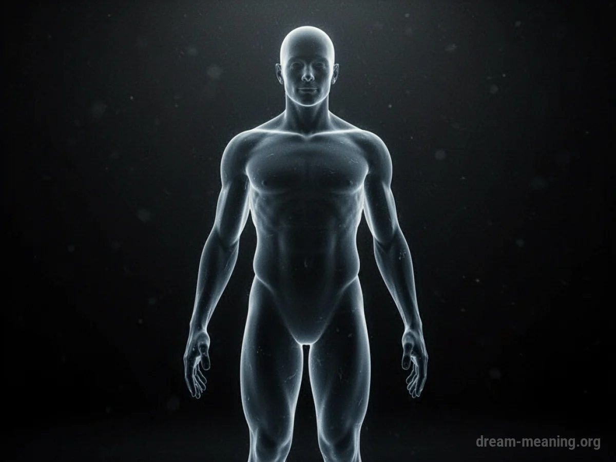 Silhouette of a human body faintly visible on a dark screen.