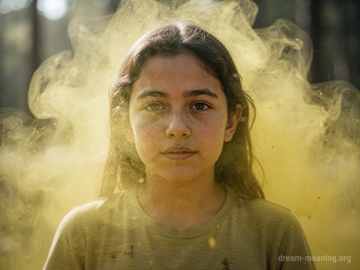 A person's form is indistinct beneath a layer of yellow.