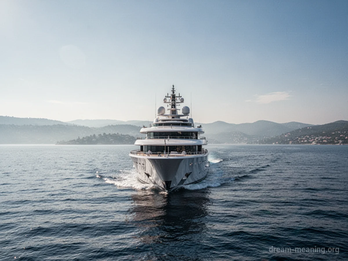 A yacht moving away from land across the water.