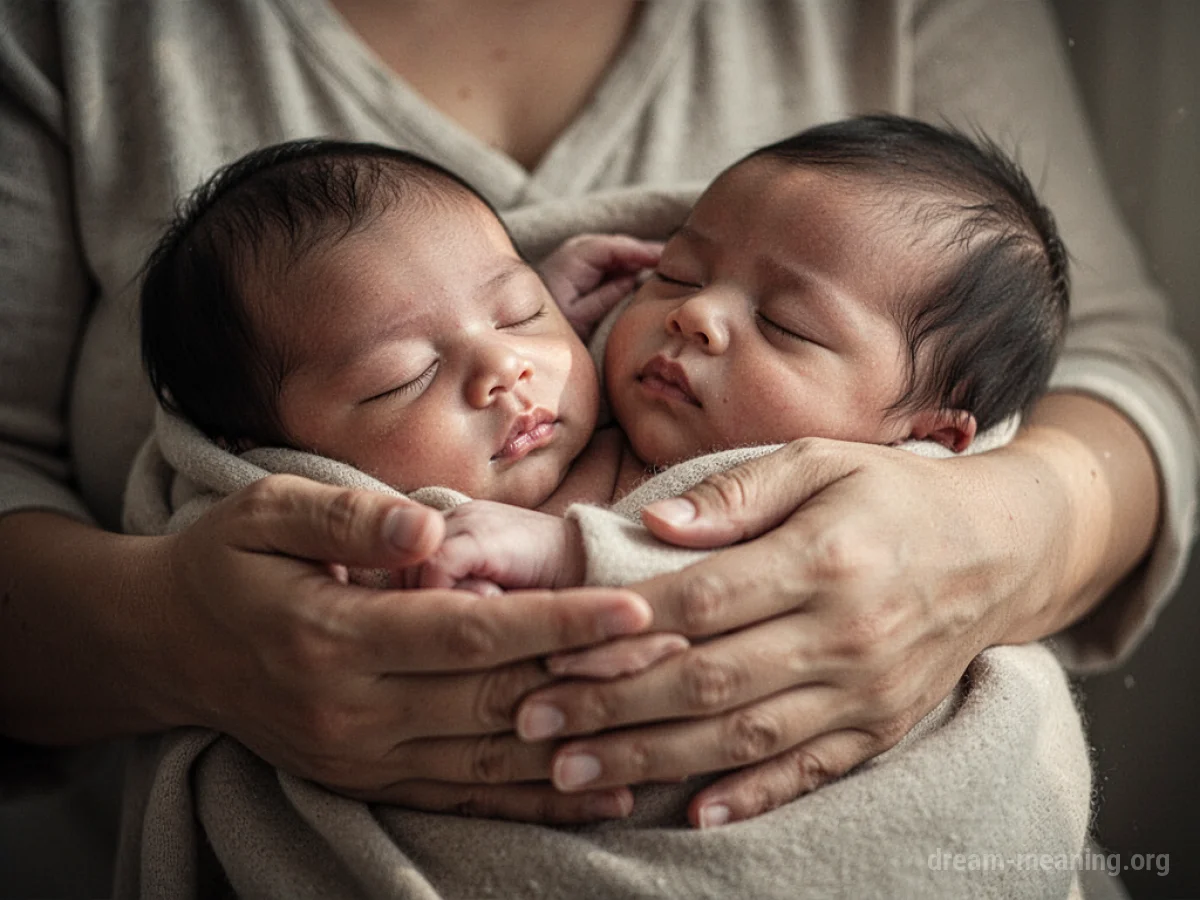 Hands holding a sleeping baby.