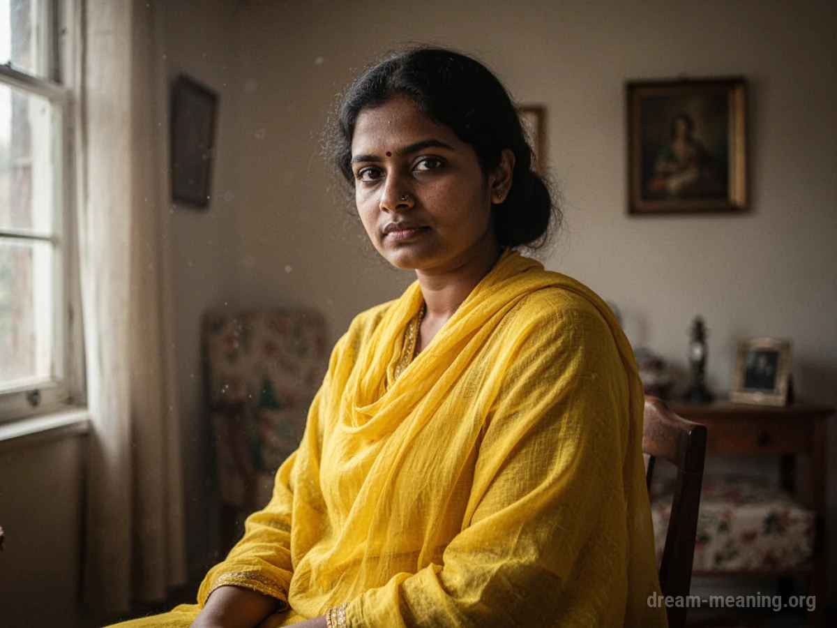 A person in a yellow outfit.