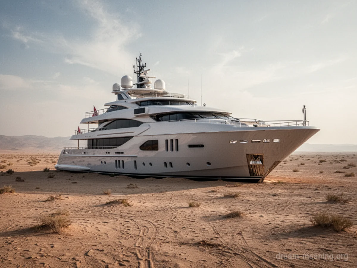 A large yacht sitting on dry land.