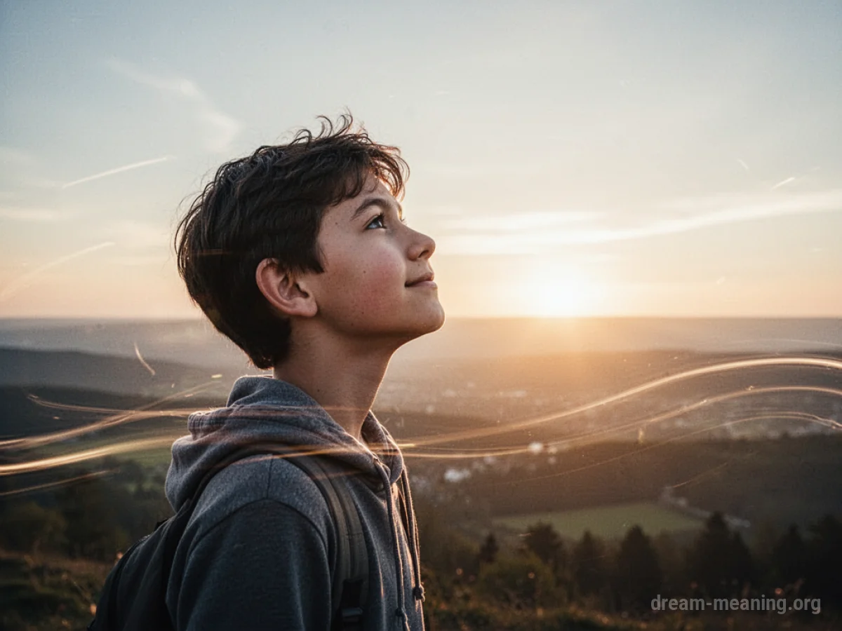 A silhouette of a young person gazing at a sunrise.