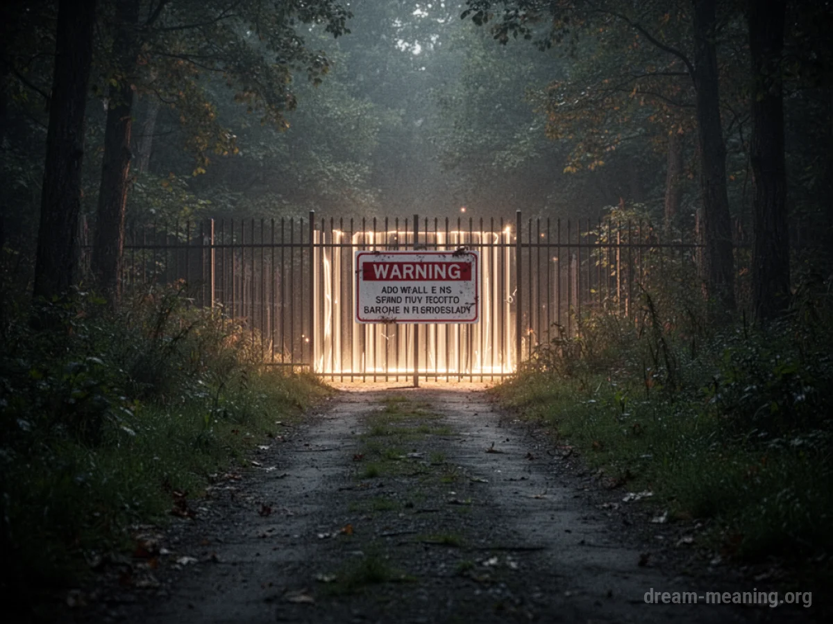 A pathway obscured by shadow leading to a glowing, impassable barrier.