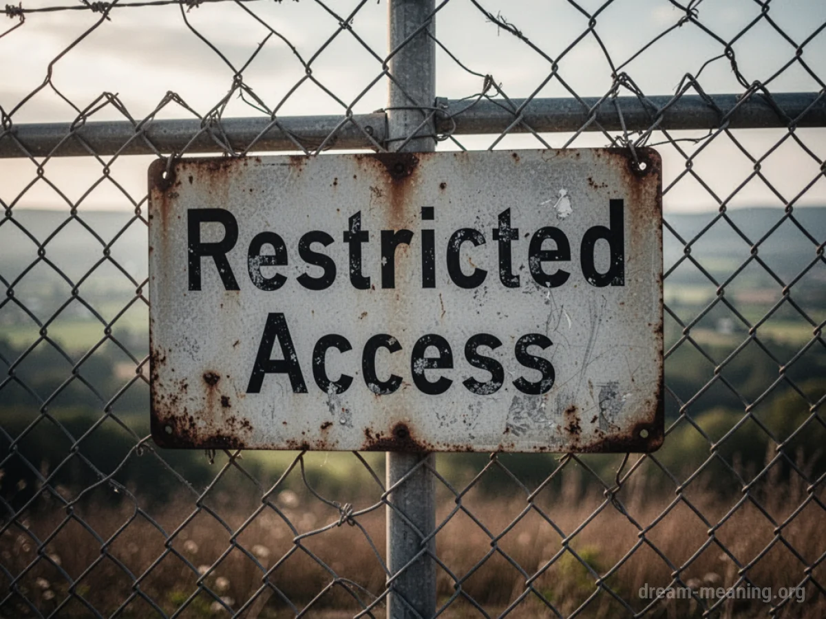 A sign indicating restricted access in front of a fence.