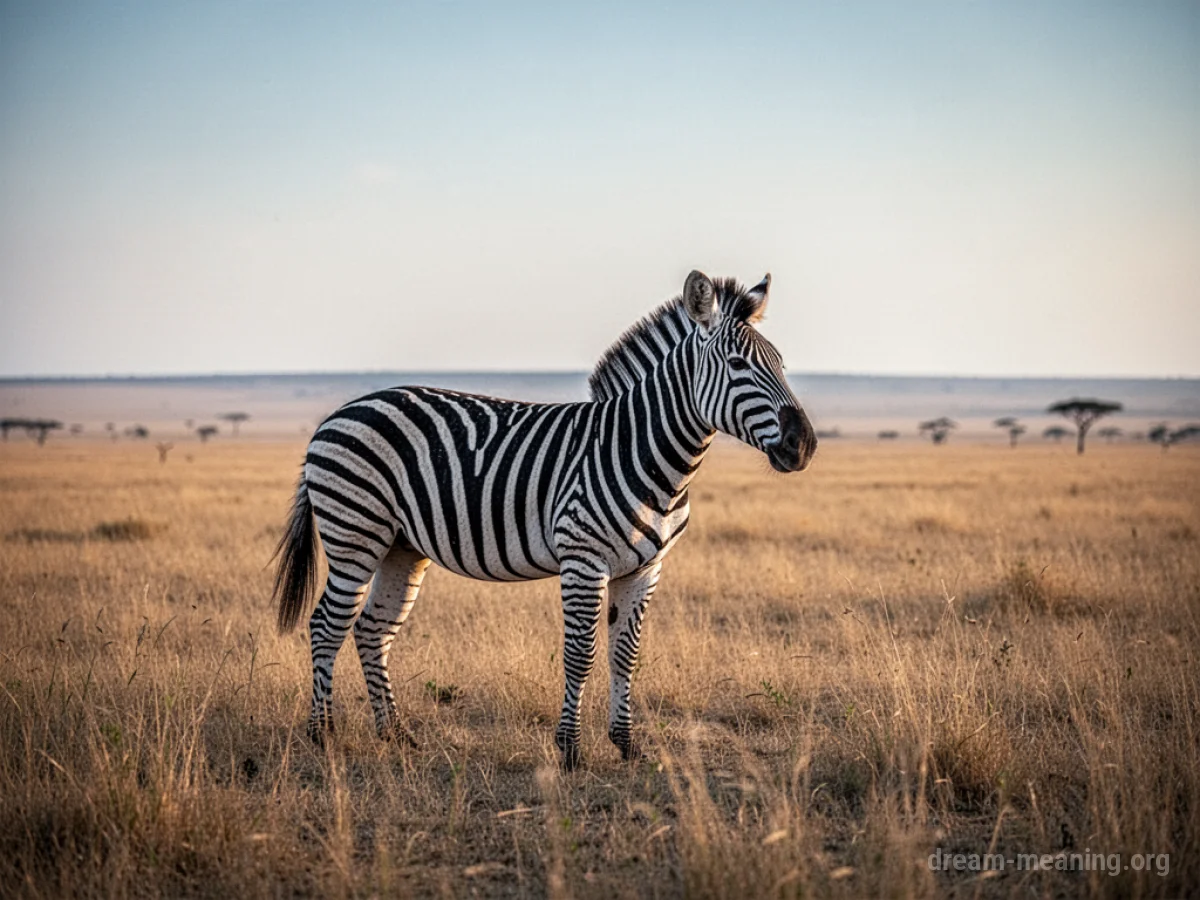 A lone zebra stands on a grassy plain.